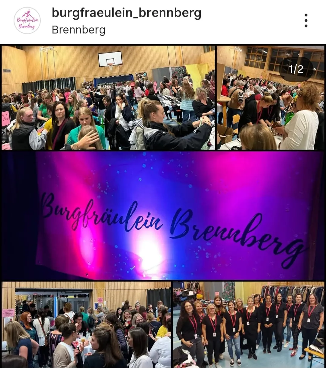 A packed school gym at the Burgfräulein bazaar in Brennberg